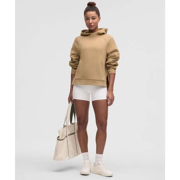Lululemon Women's Scuba Tan Beige Thumbholes Soft Pocket Pullover Hoodie Size 0 - Picture 2 of 8